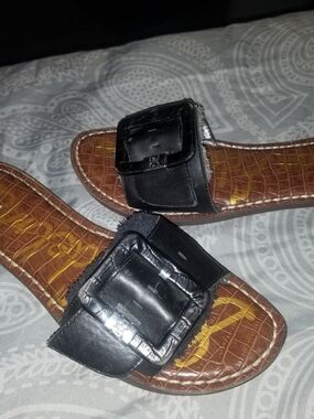 Sam Edelman Black Slide Sandals with Buckle Detail